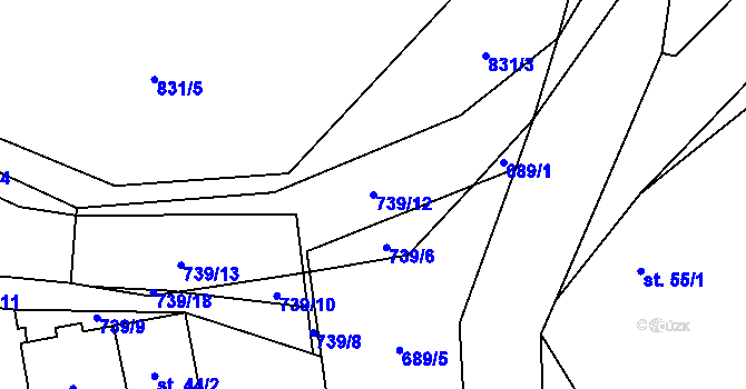 Parcela st. 739/12 v KÚ Chmelovice, Katastrální mapa