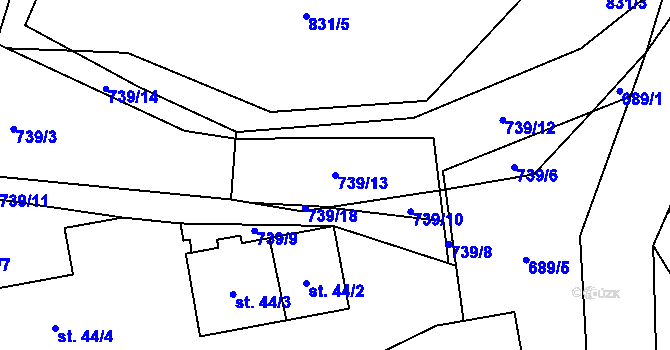 Parcela st. 739/13 v KÚ Chmelovice, Katastrální mapa