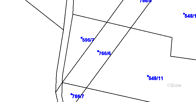 Parcela st. 766/6 v KÚ Chmelovice, Katastrální mapa
