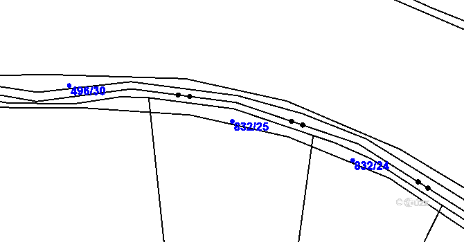 Parcela st. 832/25 v KÚ Chmelovice, Katastrální mapa