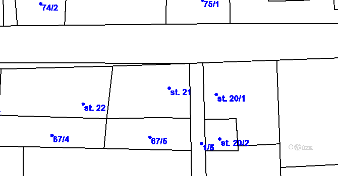 Parcela st. 21 v KÚ Králíky u Nového Bydžova, Katastrální mapa