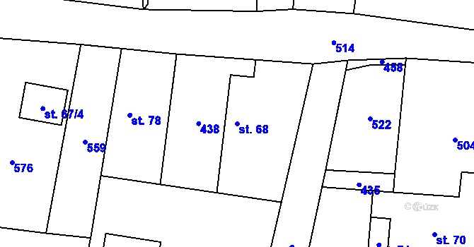 Parcela st. 68 v KÚ Králíky u Nového Bydžova, Katastrální mapa