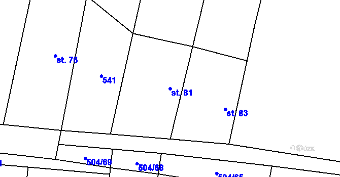 Parcela st. 81 v KÚ Králíky u Nového Bydžova, Katastrální mapa