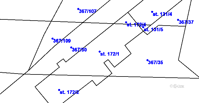 Parcela st. 172/1 v KÚ Králíky u Nového Bydžova, Katastrální mapa