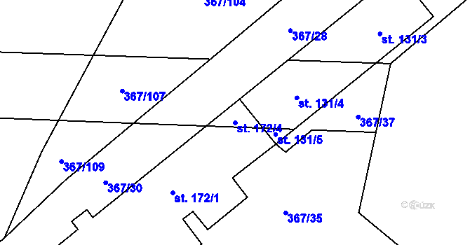 Parcela st. 172/4 v KÚ Králíky u Nového Bydžova, Katastrální mapa