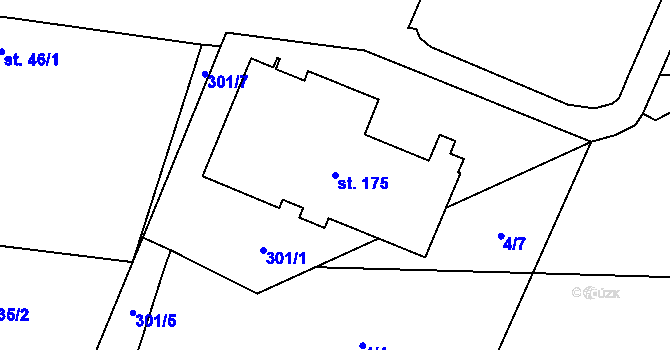 Parcela st. 175 v KÚ Králíky u Nového Bydžova, Katastrální mapa
