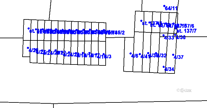 Parcela st. 4/3 v KÚ Králíky u Nového Bydžova, Katastrální mapa