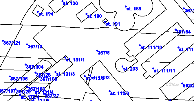Parcela st. 367/5 v KÚ Králíky u Nového Bydžova, Katastrální mapa