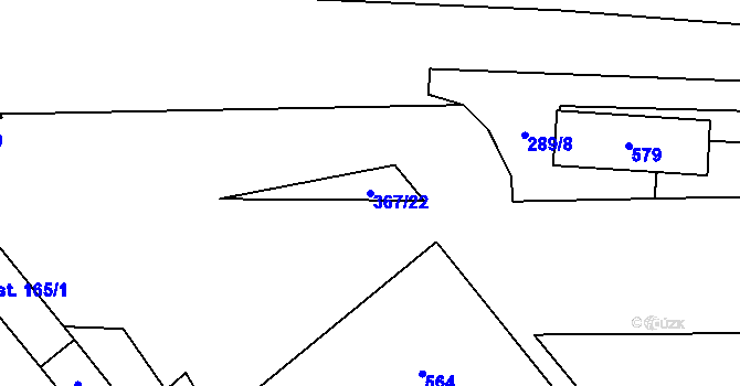 Parcela st. 367/22 v KÚ Králíky u Nového Bydžova, Katastrální mapa