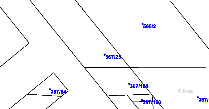 Parcela st. 367/25 v KÚ Králíky u Nového Bydžova, Katastrální mapa