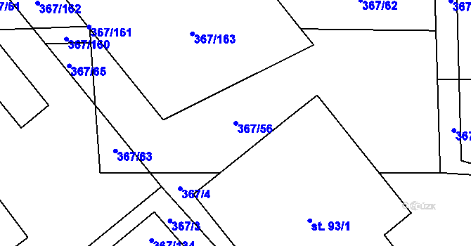 Parcela st. 367/56 v KÚ Králíky u Nového Bydžova, Katastrální mapa