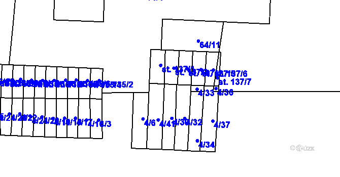 Parcela st. 4/29 v KÚ Králíky u Nového Bydžova, Katastrální mapa