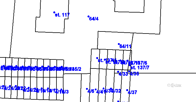 Parcela st. 137/2 v KÚ Králíky u Nového Bydžova, Katastrální mapa
