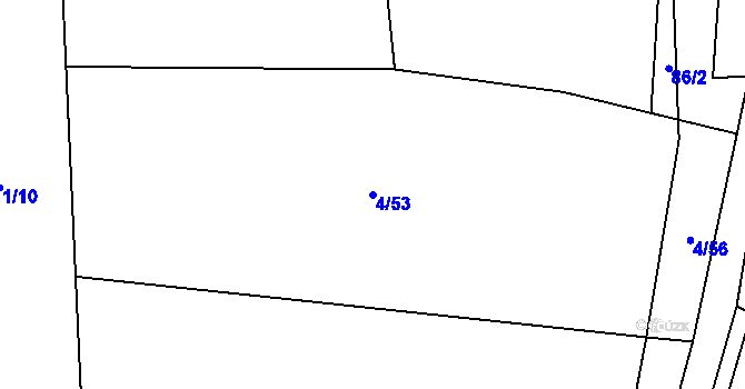 Parcela st. 4/53 v KÚ Králíky u Nového Bydžova, Katastrální mapa