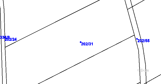 Parcela st. 202/31 v KÚ Králíky u Nového Bydžova, Katastrální mapa