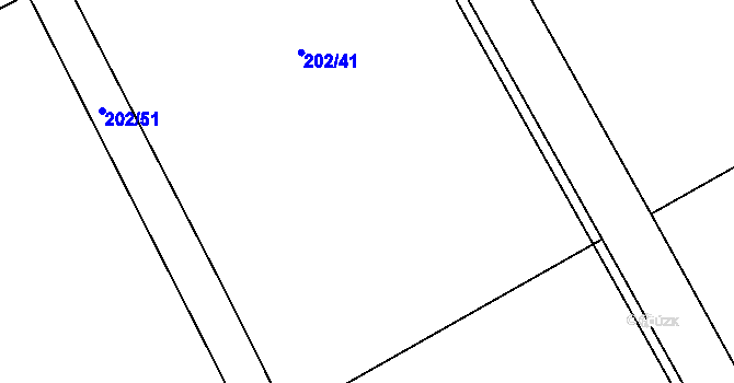 Parcela st. 202/41 v KÚ Králíky u Nového Bydžova, Katastrální mapa