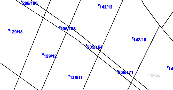 Parcela st. 205/164 v KÚ Králíky u Nového Bydžova, Katastrální mapa