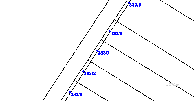 Parcela st. 333/7 v KÚ Králíky u Nového Bydžova, Katastrální mapa