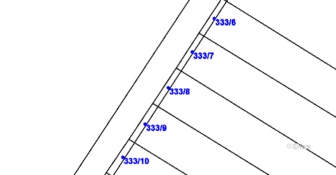 Parcela st. 333/8 v KÚ Králíky u Nového Bydžova, Katastrální mapa