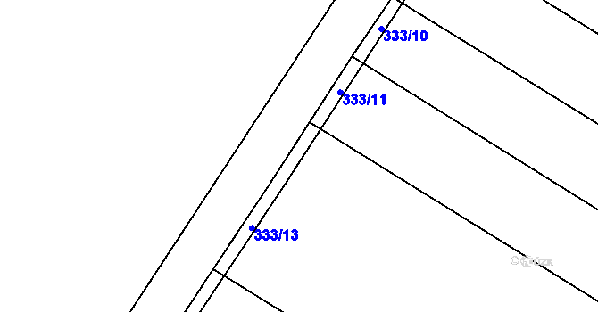 Parcela st. 333/12 v KÚ Králíky u Nového Bydžova, Katastrální mapa