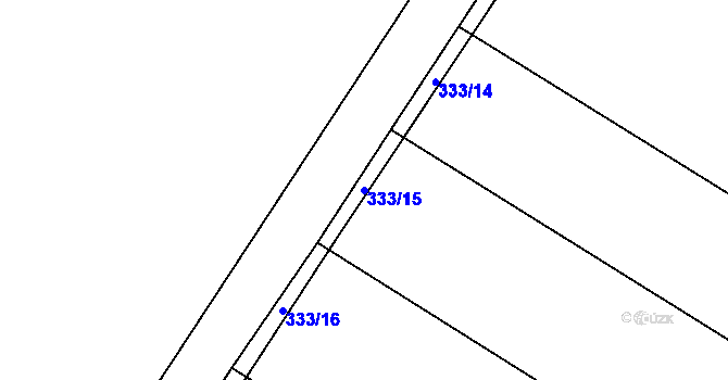 Parcela st. 333/15 v KÚ Králíky u Nového Bydžova, Katastrální mapa