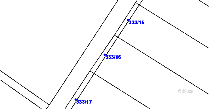 Parcela st. 333/16 v KÚ Králíky u Nového Bydžova, Katastrální mapa