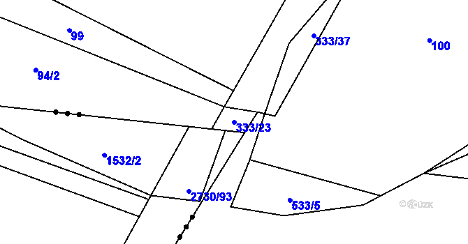 Parcela st. 333/23 v KÚ Králíky u Nového Bydžova, Katastrální mapa
