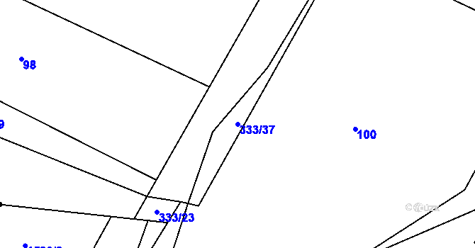 Parcela st. 333/37 v KÚ Králíky u Nového Bydžova, Katastrální mapa