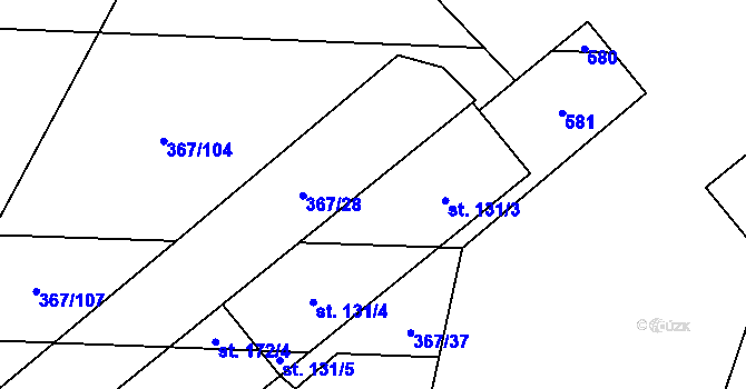 Parcela st. 367/106 v KÚ Králíky u Nového Bydžova, Katastrální mapa