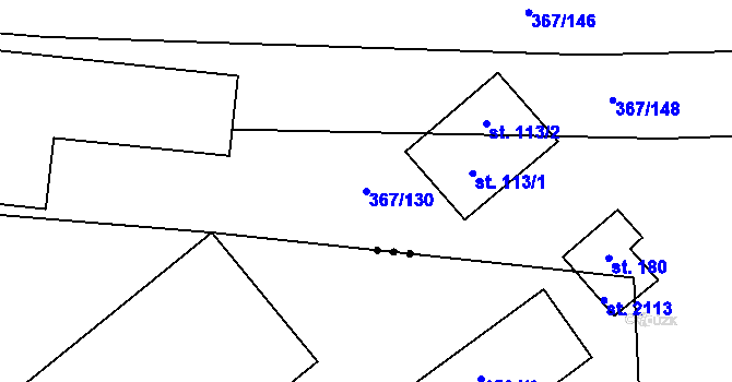 Parcela st. 367/130 v KÚ Králíky u Nového Bydžova, Katastrální mapa