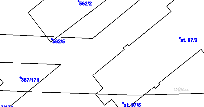 Parcela st. 367/140 v KÚ Králíky u Nového Bydžova, Katastrální mapa