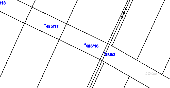 Parcela st. 485/16 v KÚ Králíky u Nového Bydžova, Katastrální mapa