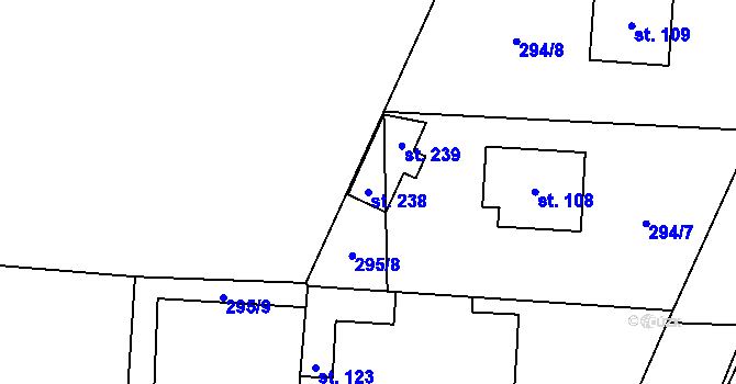 Parcela st. 238 v KÚ Králíky u Nového Bydžova, Katastrální mapa