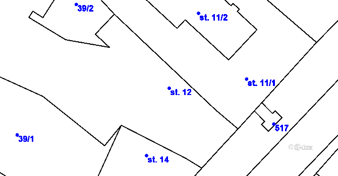 Parcela st. 12 v KÚ Podoliby, Katastrální mapa