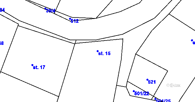 Parcela st. 15 v KÚ Podoliby, Katastrální mapa