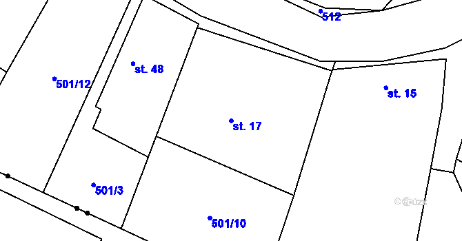 Parcela st. 17 v KÚ Podoliby, Katastrální mapa