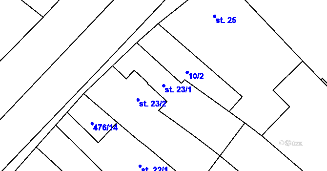 Parcela st. 23/1 v KÚ Podoliby, Katastrální mapa