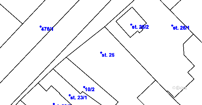Parcela st. 25 v KÚ Podoliby, Katastrální mapa