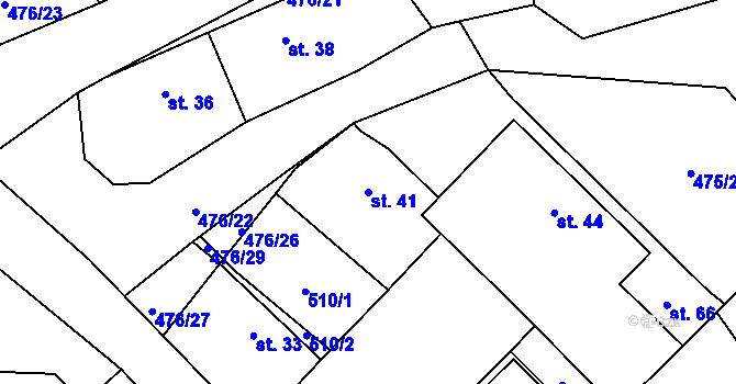 Parcela st. 41 v KÚ Podoliby, Katastrální mapa