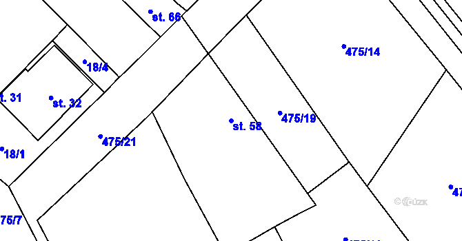 Parcela st. 58 v KÚ Podoliby, Katastrální mapa