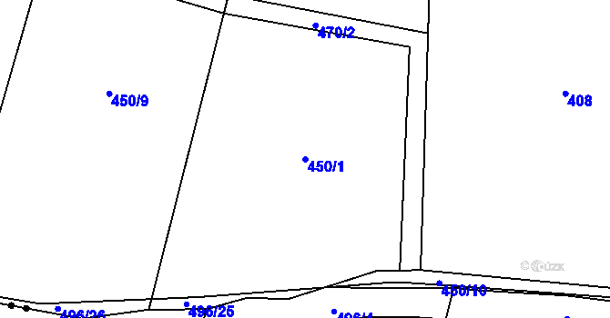 Parcela st. 450/1 v KÚ Podoliby, Katastrální mapa