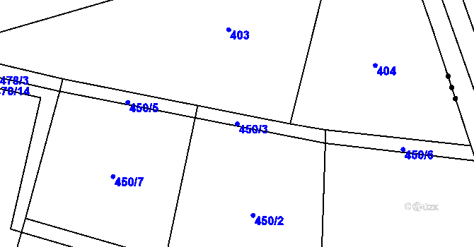 Parcela st. 450/3 v KÚ Podoliby, Katastrální mapa