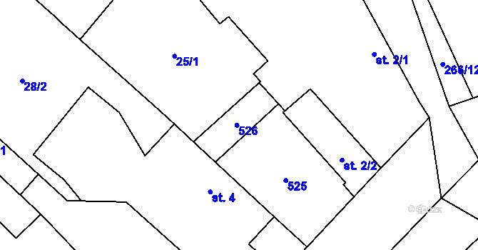 Parcela st. 3/2 v KÚ Podoliby, Katastrální mapa