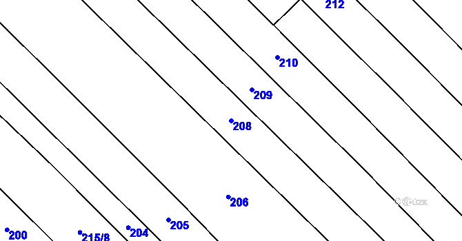 Parcela st. 208 v KÚ Podoliby, Katastrální mapa