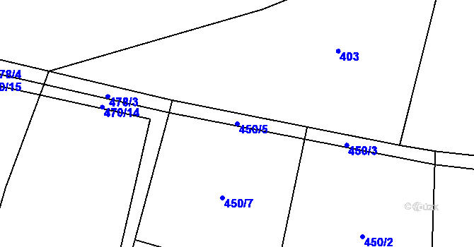 Parcela st. 450/5 v KÚ Podoliby, Katastrální mapa