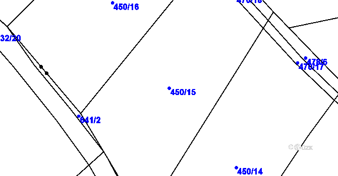 Parcela st. 450/15 v KÚ Podoliby, Katastrální mapa