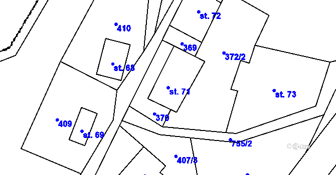 Parcela st. 71 v KÚ Dolní Hedeč, Katastrální mapa