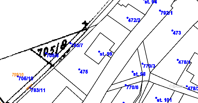 Parcela st. 99 v KÚ Dolní Hedeč, Katastrální mapa