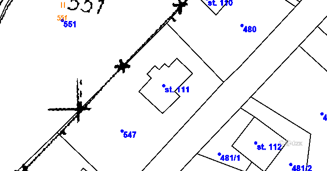 Parcela st. 111 v KÚ Dolní Hedeč, Katastrální mapa