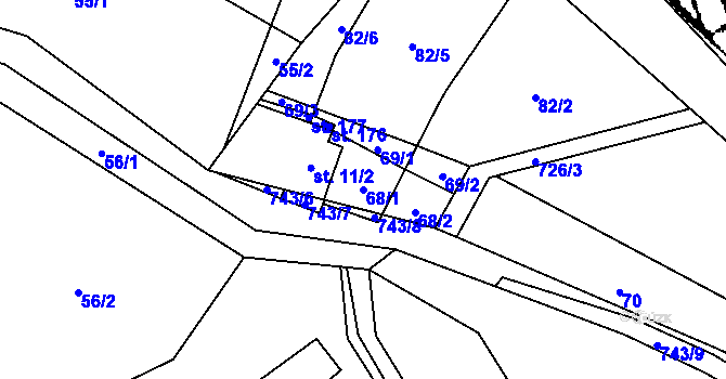 Parcela st. 68/1 v KÚ Dolní Hedeč, Katastrální mapa
